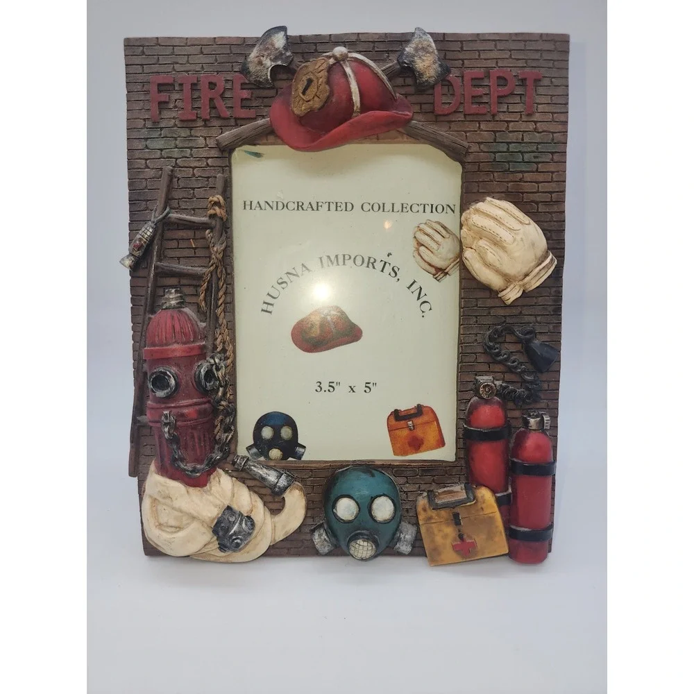 Husna Imports Fire Dept 3D Resin Picture Frame 3.5x5 Firefighter Gift